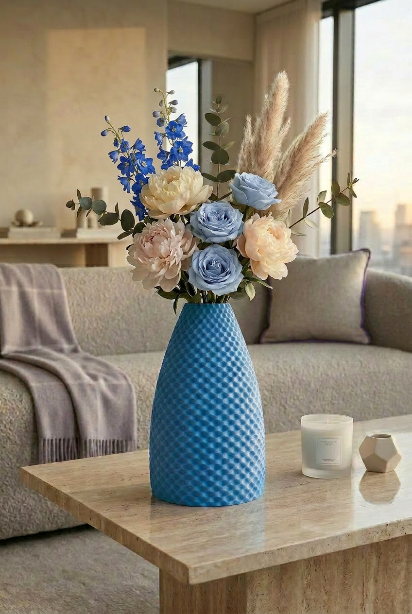 Textura Vase Bleu Glacier